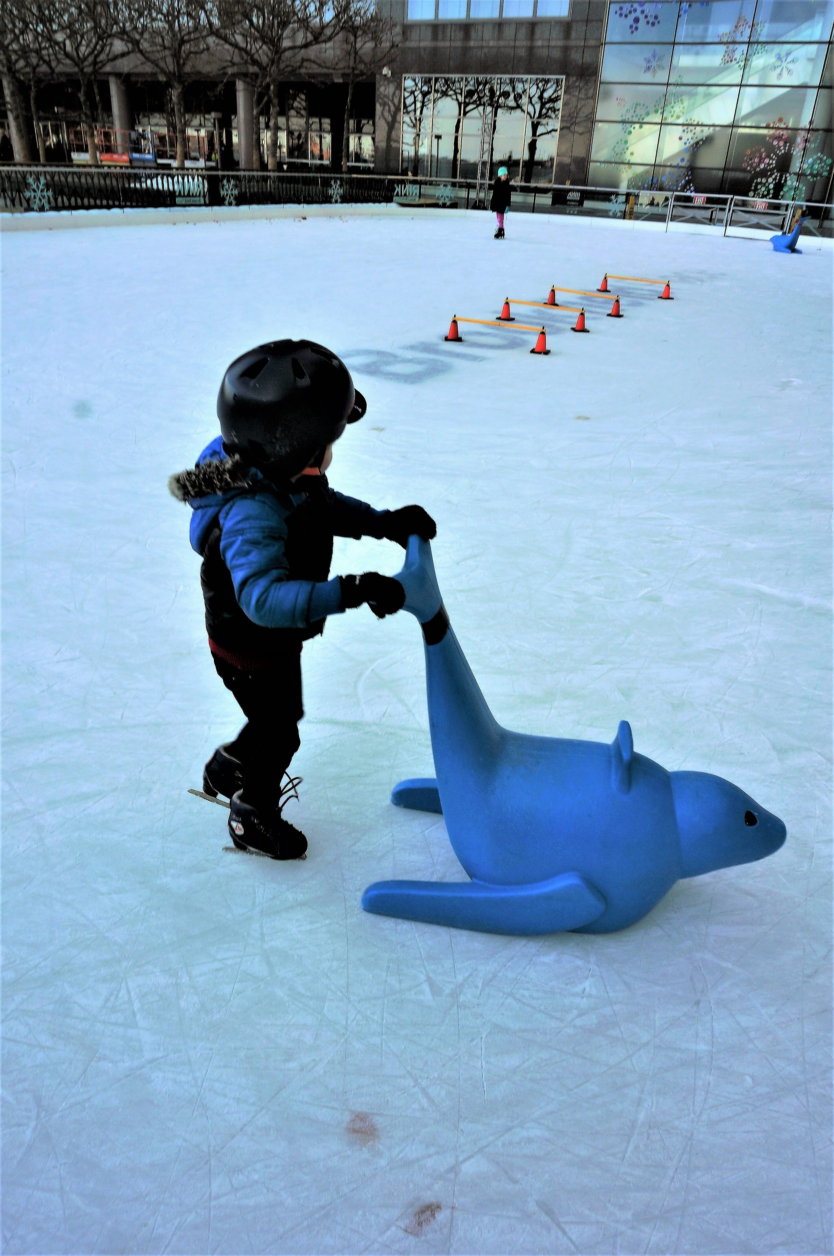 Skating lesson at the Rink at Brookfield Place with a Seal