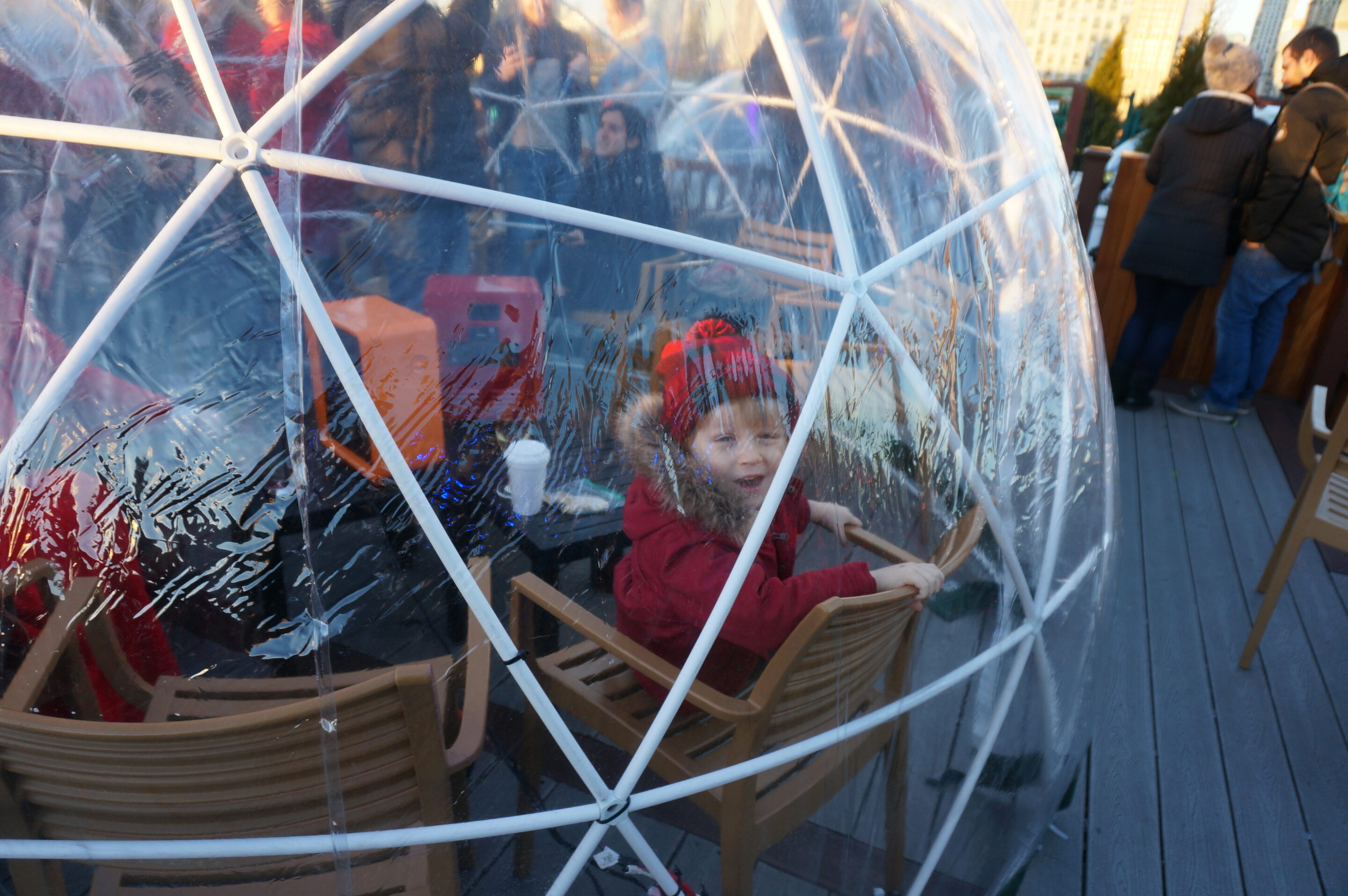 Looking through an Igloo at 230 Fifth Rooftop