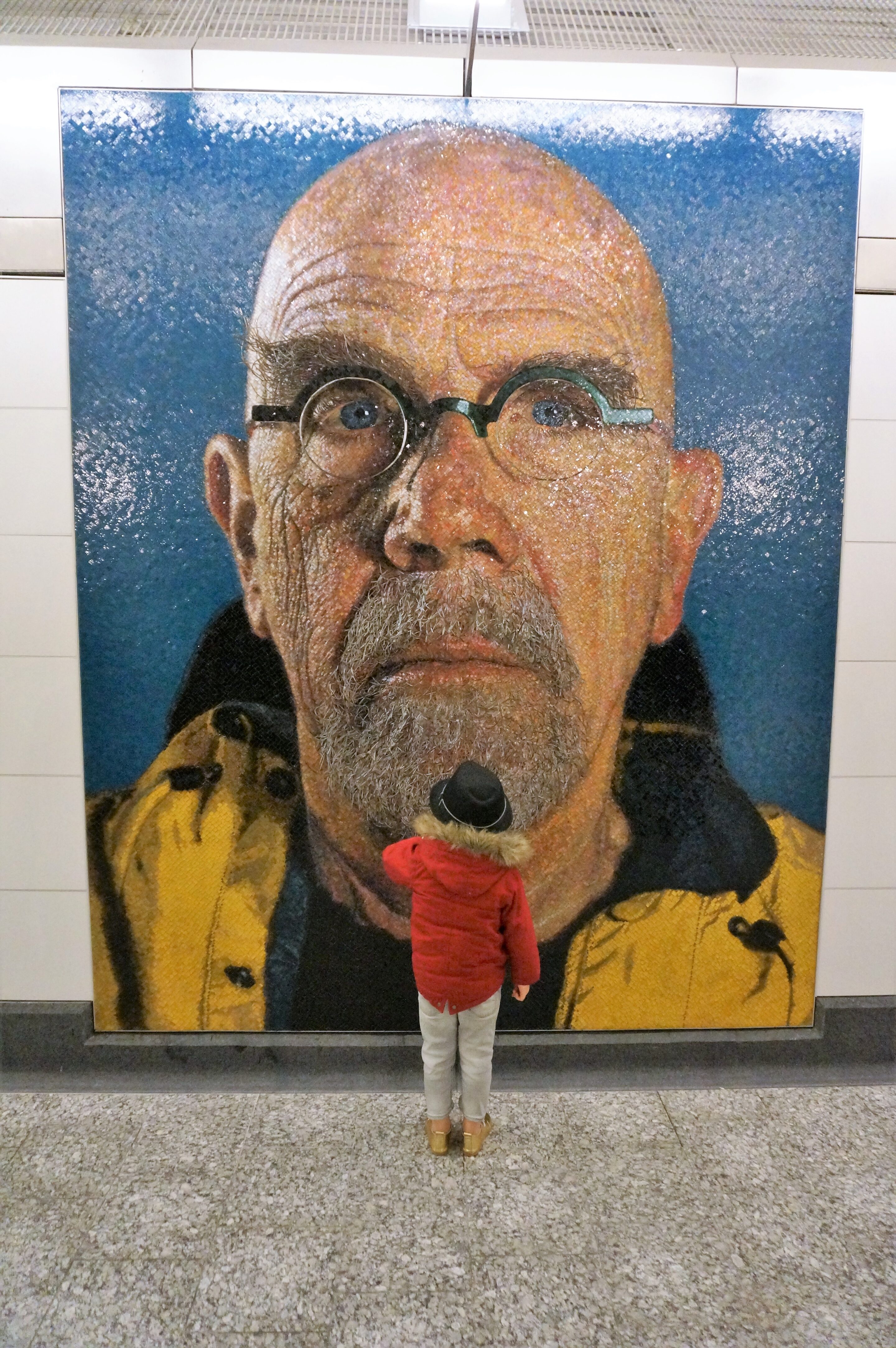 Self Portrait of Chuck Close at Second Ave Subway