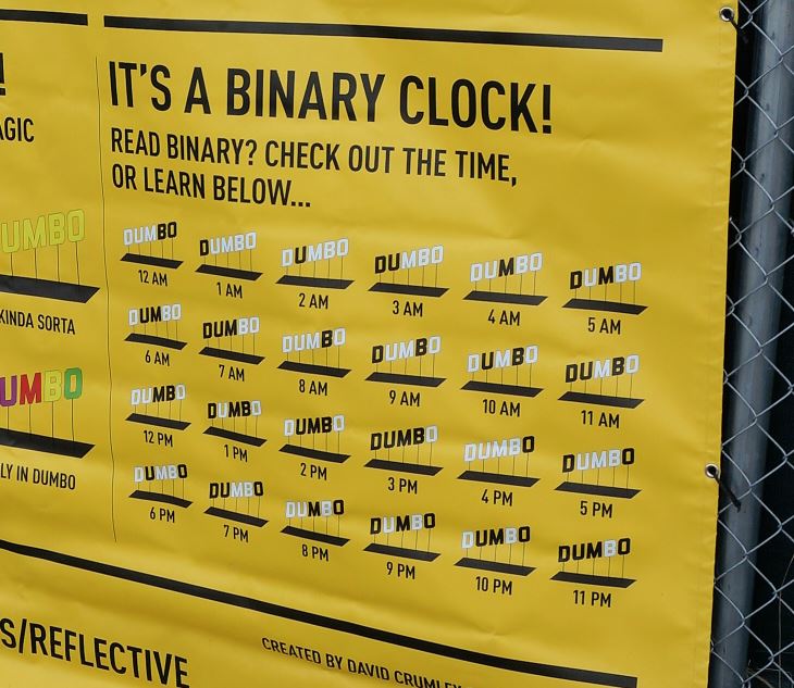 DUMBO Reflector Art Installation Binary Clock Graph