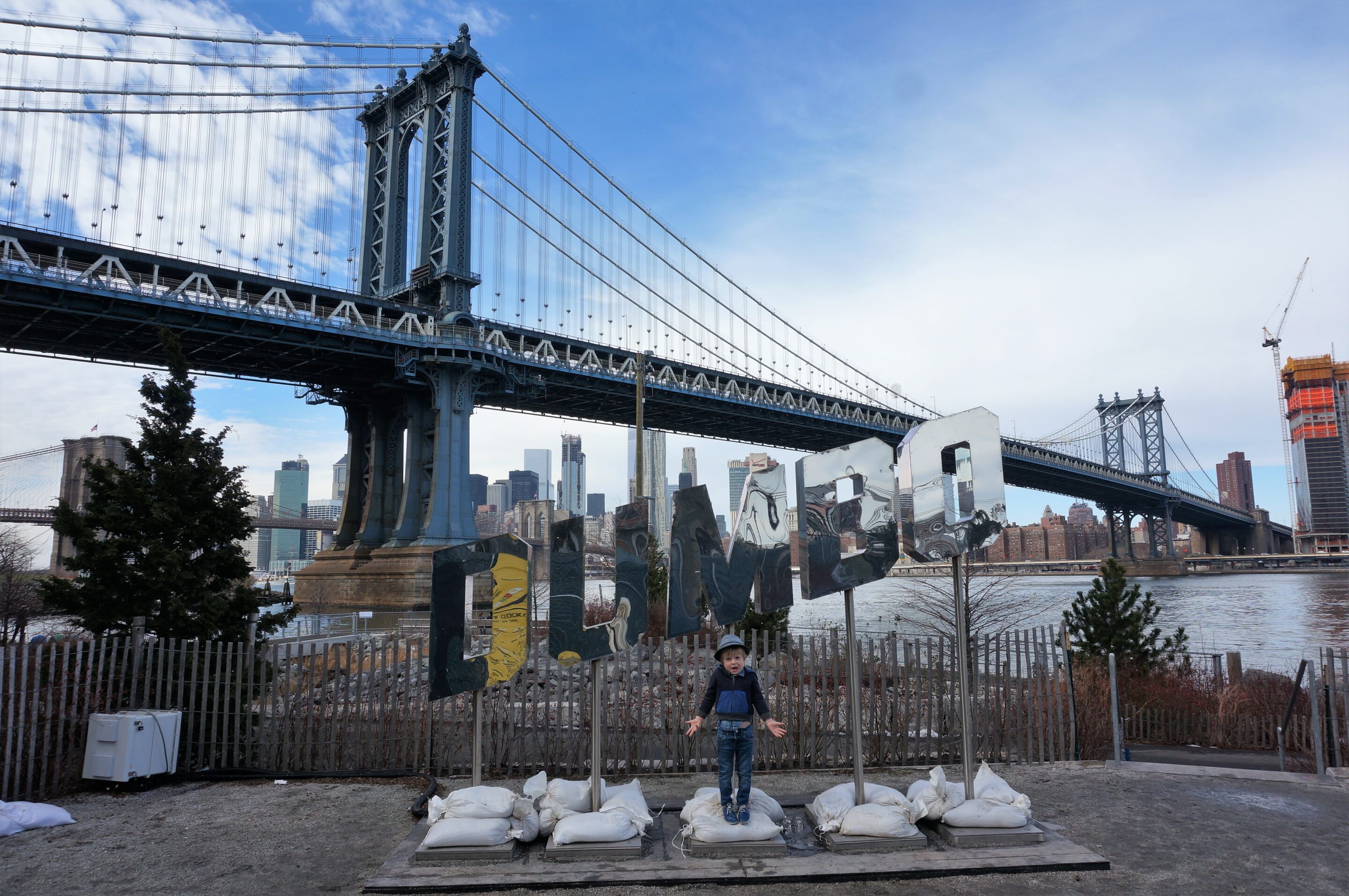 DUMBO Reflector Art Installation Binary Clock