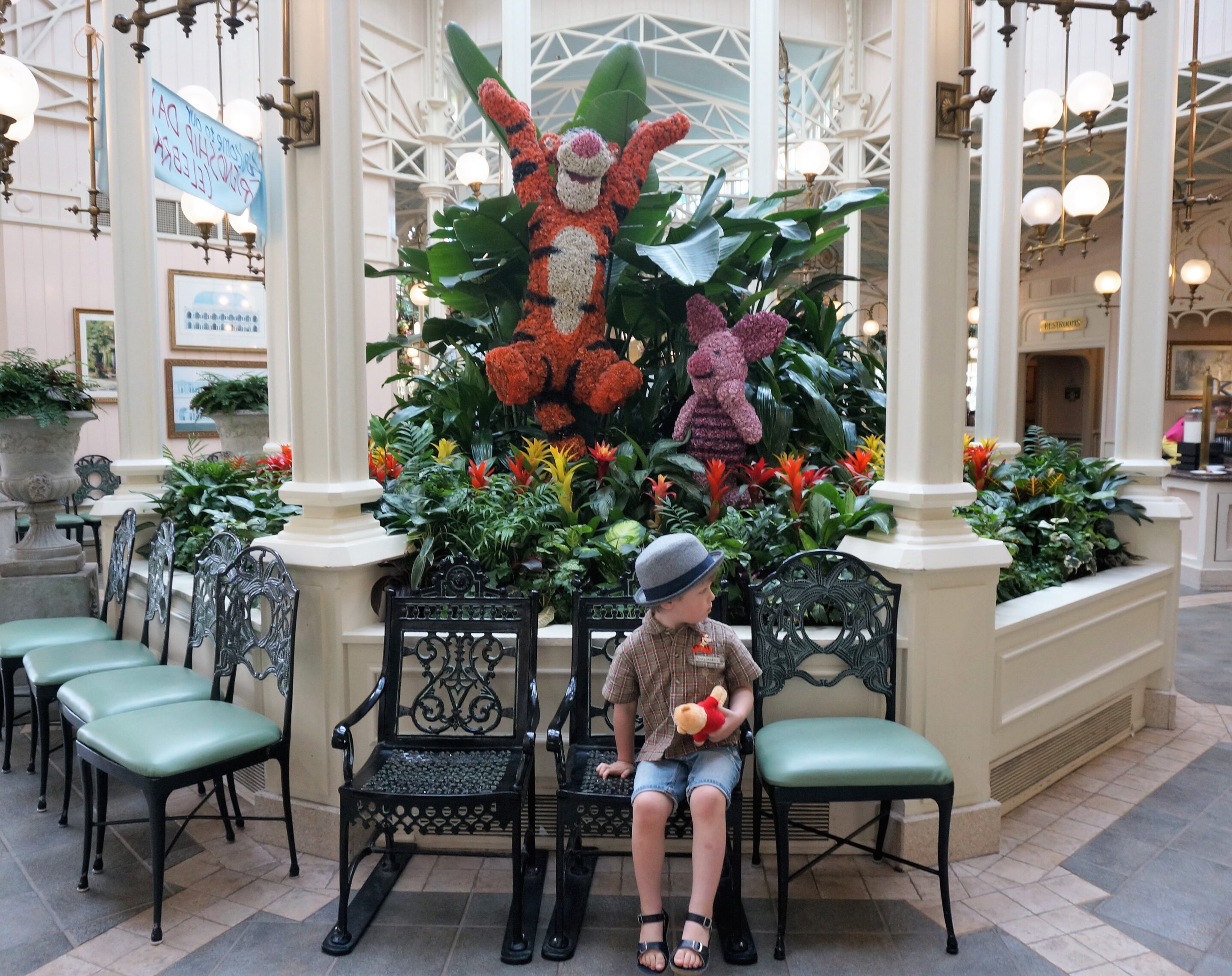 The beautiful interior of the Crystal Palace at Walt Disney World