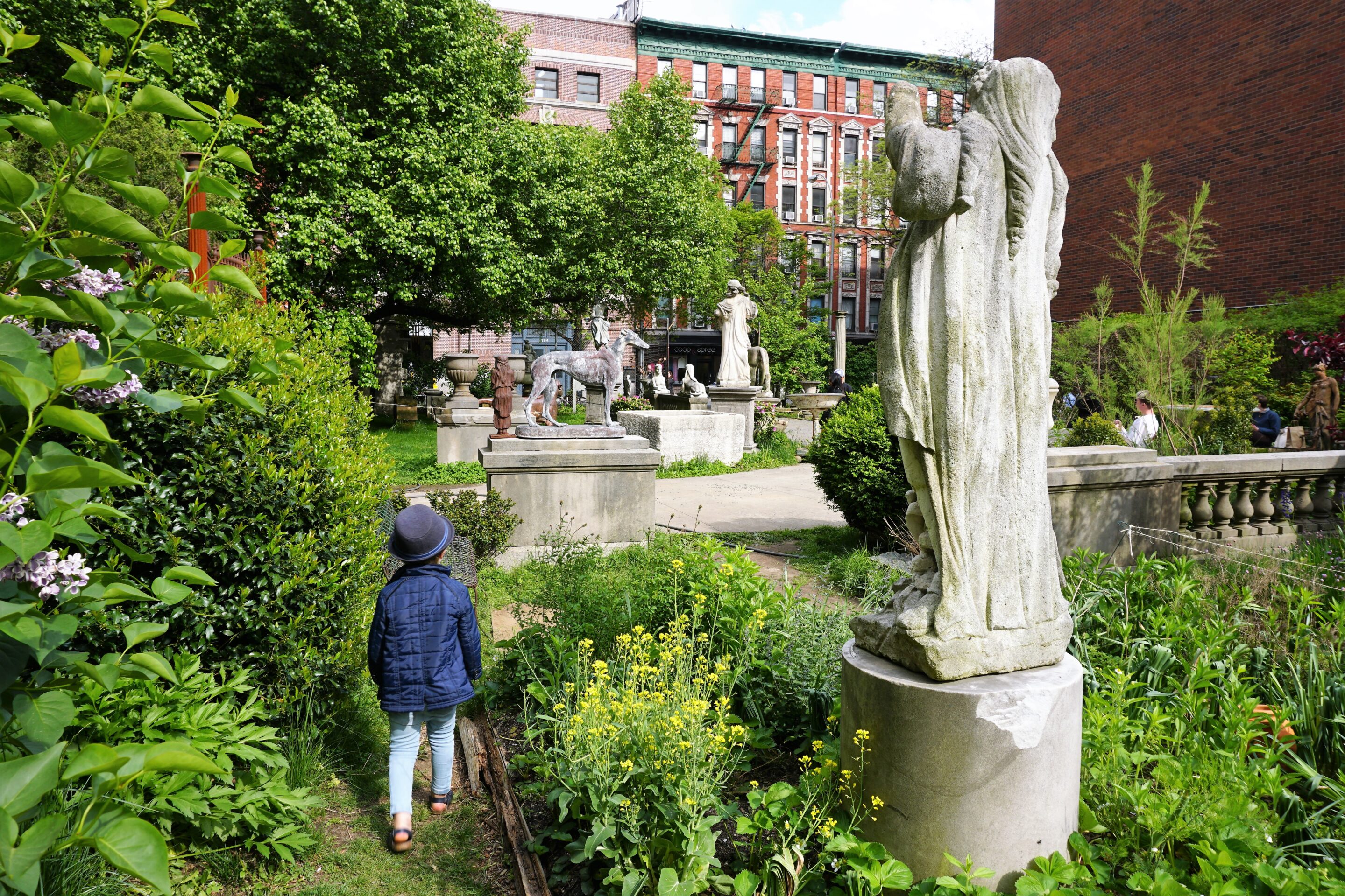 Exploring the sculptures in Elizabeth Street Garden
