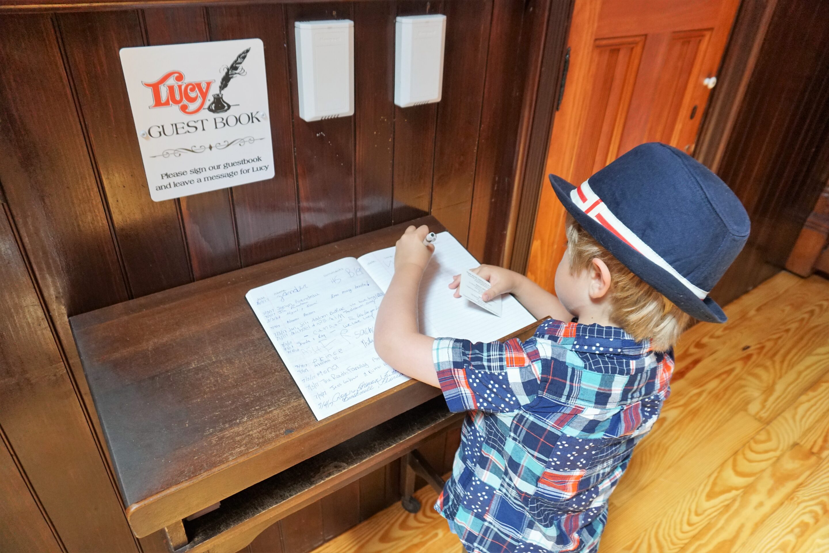 Singing the guestbook in Lucy the Elephant