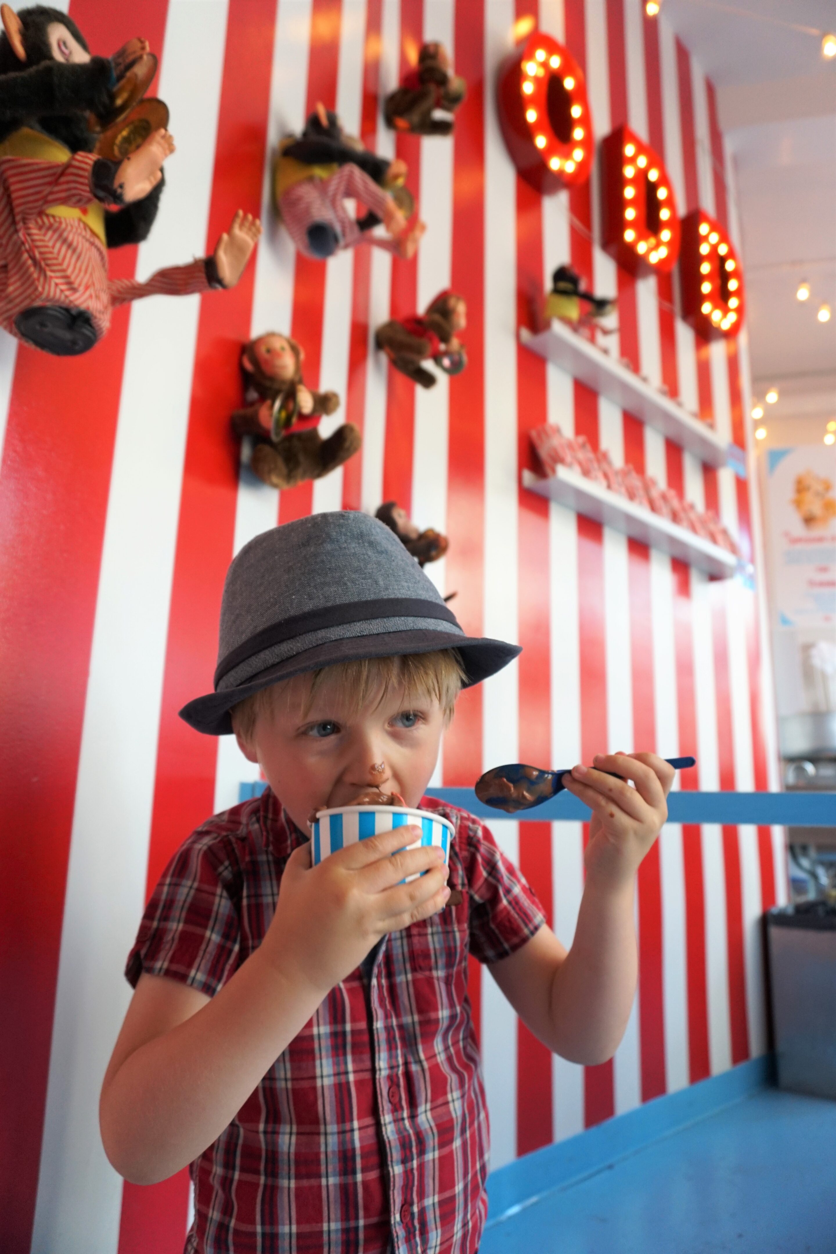 Eating ice cream at the Oddfellows Pop-Up Ice Cream Carnival